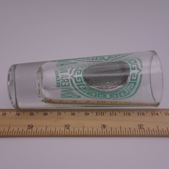 Saritos 26 Riviera Maya Mexico Shot Glass with Metal Aztec Circle - Picture 7 of 9